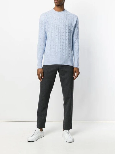 Shop N•peal Thames Cable Knit Sweater In Blue