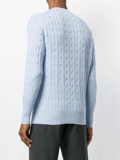 Shop N•peal Thames Cable Knit Sweater In Blue