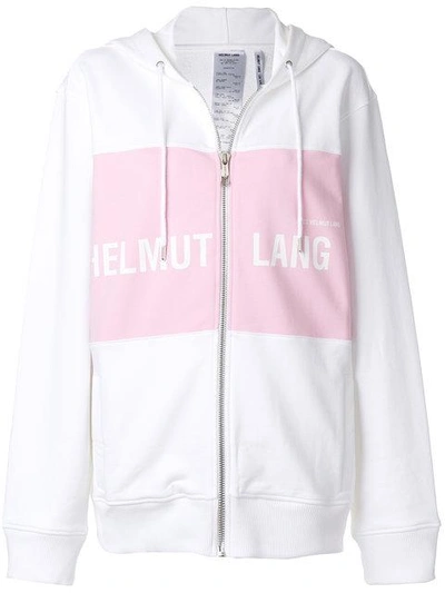 Shop Helmut Lang Zipped Hooded Jacket In W4k-white/pink