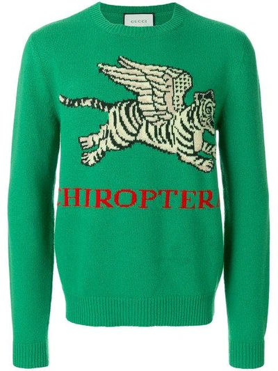 Shop Gucci Flying Tiger Sweater In Green