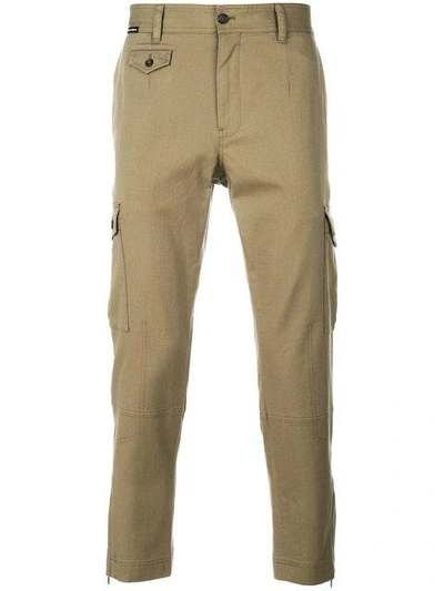 Shop Dolce & Gabbana Slim Cargo Trousers In Green