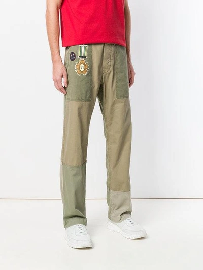 Shop Valentino Embroidered Military Trousers - Green