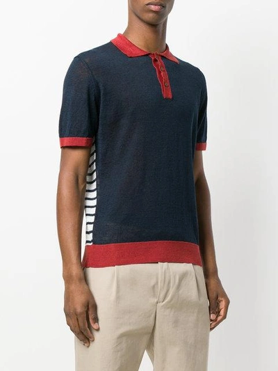 Shop Etro Colour Block Polo Shirt In Blue