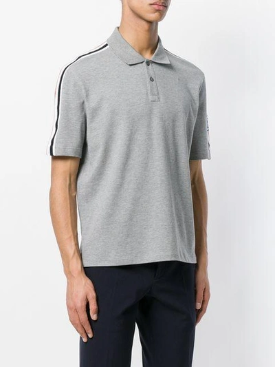 Shop Moncler Shoulder Strap Polo Shirt In Grey