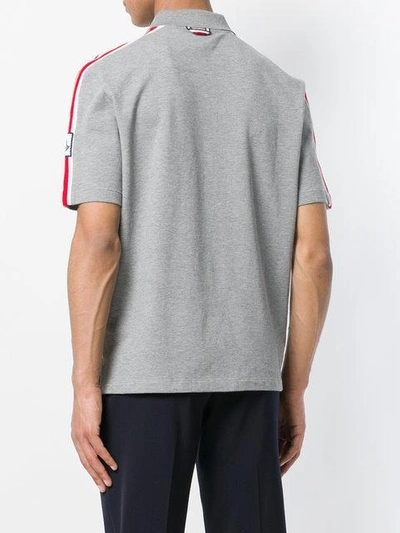 Shop Moncler Shoulder Strap Polo Shirt In Grey