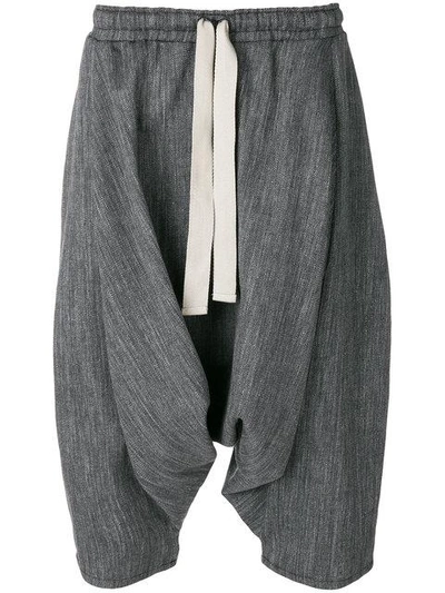 Shop Alchemy Drop Crotch Cropped Trousers In Grey