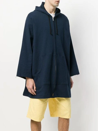 Shop Comme Des Garçons Shirt Boys Midi Frayed Zipped Hoodie - Blue