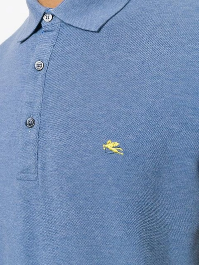 Shop Etro Short Sleeve Polo Shirt - Blue
