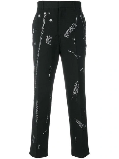 Shop Alexander Mcqueen Safety Pin Print Trousers In Black