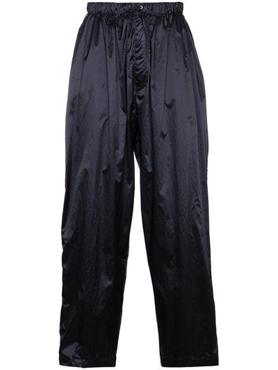 Shop Edward Crutchley Drawstring Waist Wide Leg Trousers In Blue