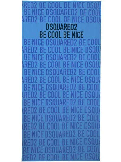 Shop Dsquared2 Be Cool Be Nice Beach Towel In Blue