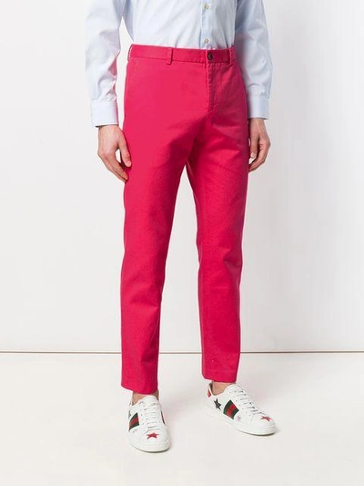 Shop Gucci Drill Chinos In Pink