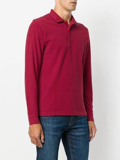 Shop Sun 68 Fitted Polo Sweatshirt In Red