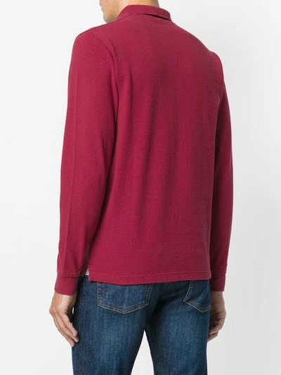 Shop Sun 68 Fitted Polo Sweatshirt In Red