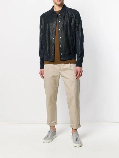 Shop Drome Leather Bomber Jacket In 7189