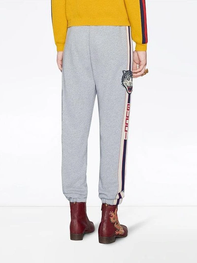 Shop Gucci Stripe Cotton Jogging Pants In Grey