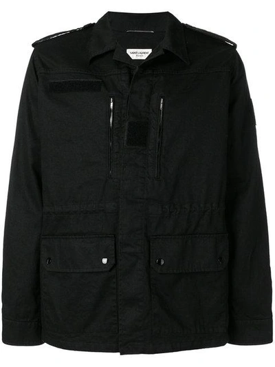 Shop Saint Laurent Sunset Patch Cargo Jacket In Black