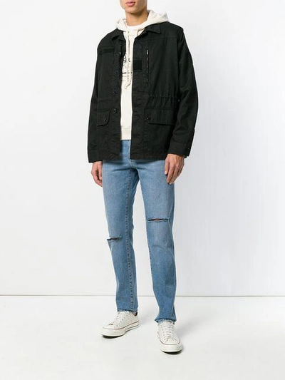 Shop Saint Laurent Sunset Patch Cargo Jacket In Black