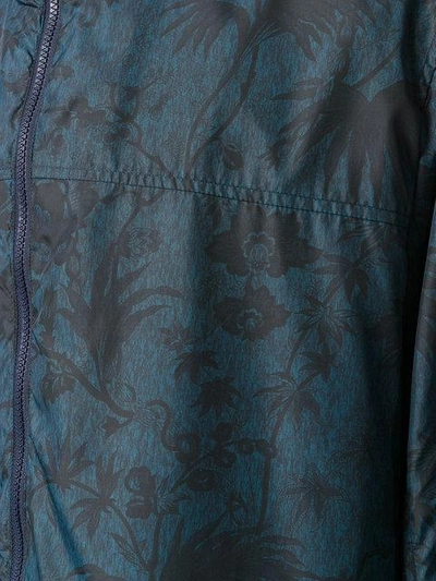 Shop Etro Floral Print Hooded Jacket In Blue