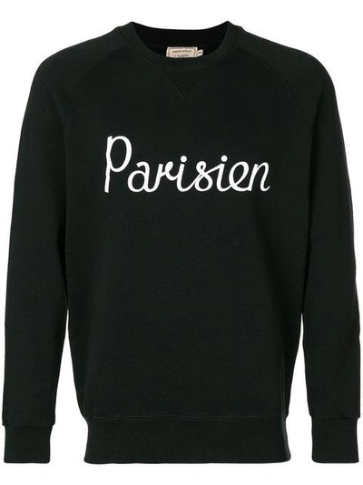 Shop Maison Kitsuné Slogan Sweatshirt In Black