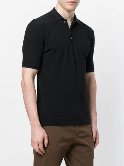 Shop Zanone Pique Polo Shirt In Black