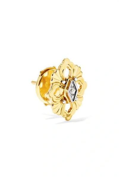 Shop Buccellati Opera 18-karat Yellow And White Gold Diamond Earrings