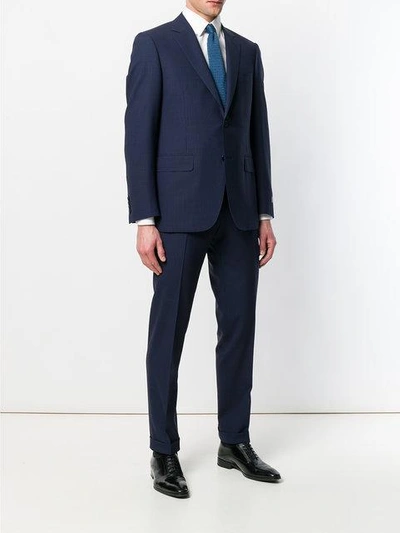 Shop Canali Logo Patch Formal Suit In Blue