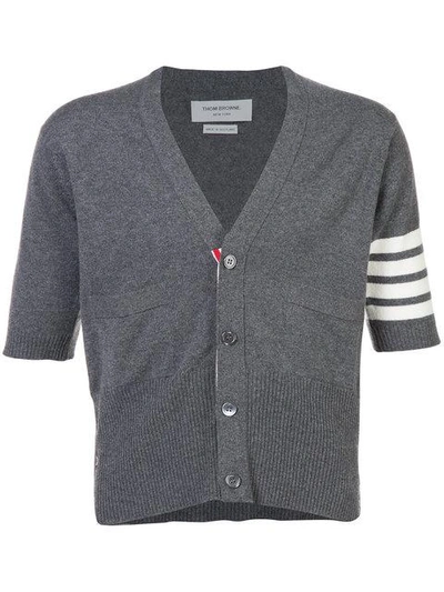 Shop Thom Browne Cashmere Short Sleeve V In Grey