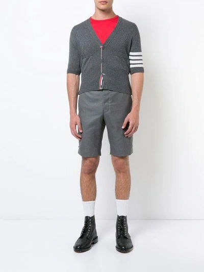 Shop Thom Browne Cashmere Short Sleeve V In Grey