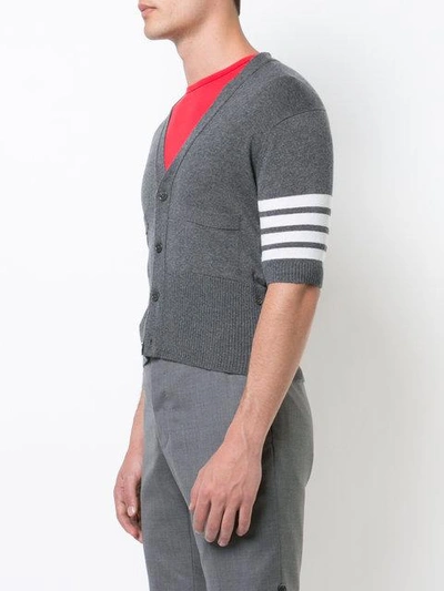 Shop Thom Browne Cashmere Short Sleeve V In Grey