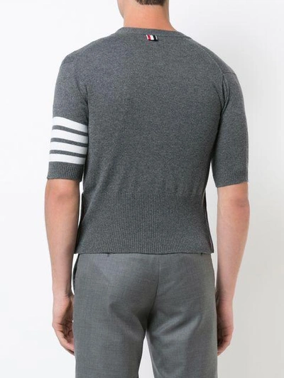 Shop Thom Browne Cashmere Short Sleeve V In Grey