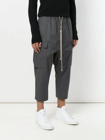 Shop Rick Owens Cropped Tapered Trousers - Grey