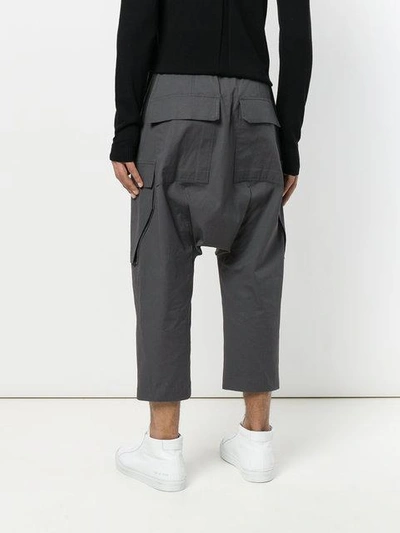 Shop Rick Owens Cropped Tapered Trousers - Grey