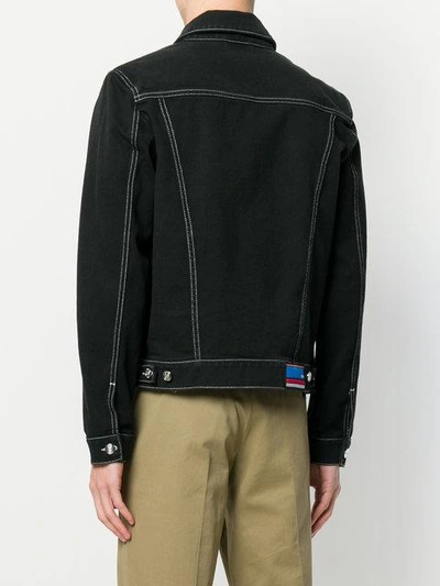 Shop Kenzo Denim Jacket With Stitching In Black