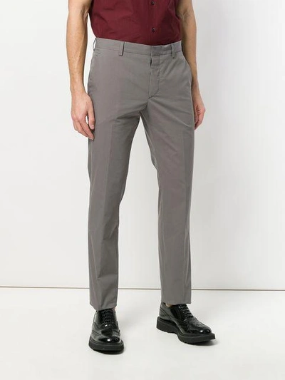 Shop Prada Tailored Fitted Trousers - Grey