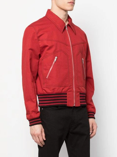 Shop Givenchy Garbadine Zipped Blousond Jacket In Red