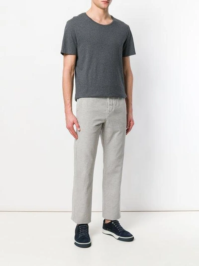 Shop Hannes Roether Stretch Straight Leg Trousers - Grey