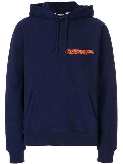 Shop Calvin Klein 205w39nyc Logo-embroidered Hoodie In Blue