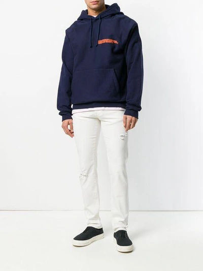Shop Calvin Klein 205w39nyc Logo-embroidered Hoodie In Blue