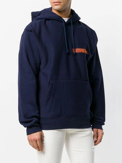 Shop Calvin Klein 205w39nyc Logo-embroidered Hoodie In Blue