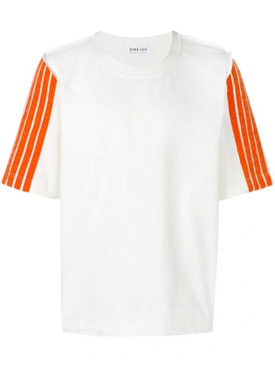Shop Dima Leu Striped Sleeve T-shirt - White