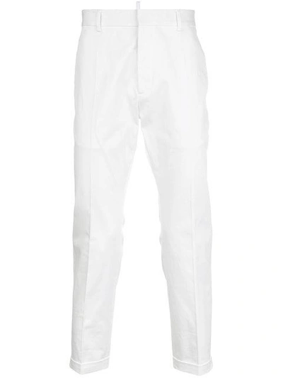 Shop Dsquared2 Cropped Chino Trousers - White
