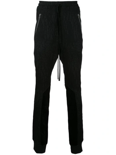 Shop Ex Infinitas Plisse Contrast Texture Track Pants In Black