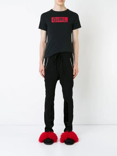 Shop Ex Infinitas Plisse Contrast Texture Track Pants In Black