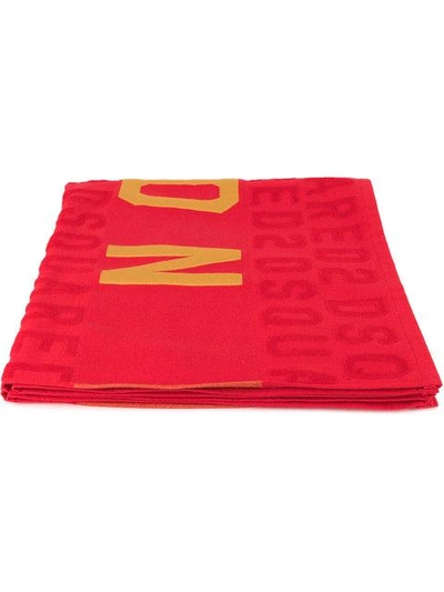 Shop Dsquared2 Icon Printed Beach Towel In Red