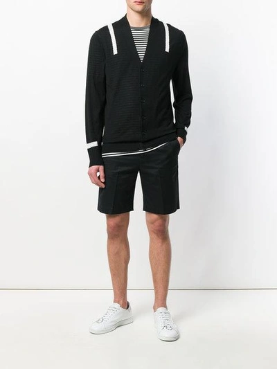 Shop Neil Barrett Striped Knit Cardigan