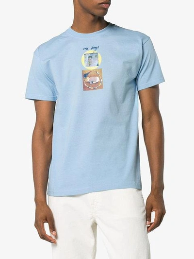 Shop Just A T-shirt Mark Lebon Boys Print Cotton T Shirt In Blue