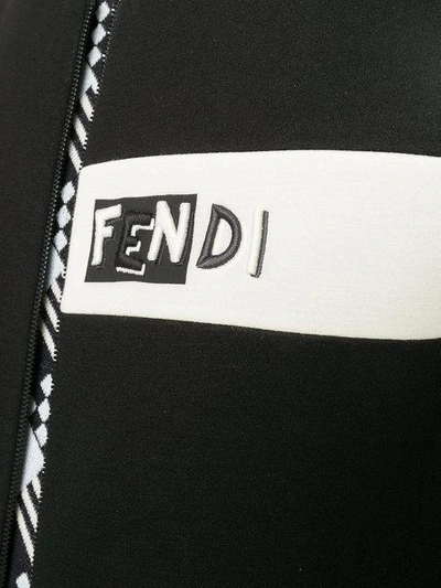 Shop Fendi Logo Patch Bomber Jacket In Black