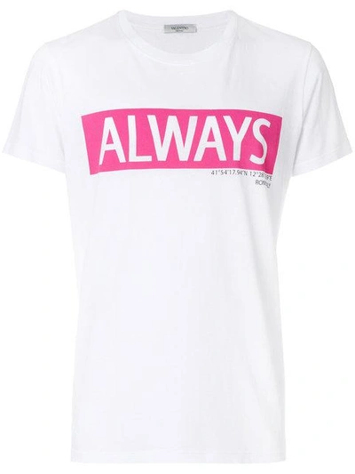 Shop Valentino Always Slogan T-shirt In White