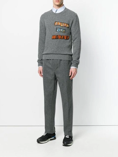 Shop Valentino Jamie Reid Patch Appliqué Sweater In 080-grey
